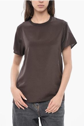 Parosh Short-Sleeved Silk Satin Top size S