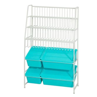 SoBuy Sobuy Caja Para Juguetes Con 3 Estantes Azul 61,01x24,99x102,01cm Industrial Kmb07-b