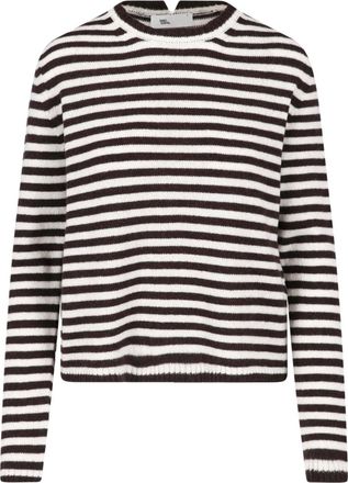 Sibel Saral Brown Sibs Striped Cashmere-Merino Crewneck Sweater