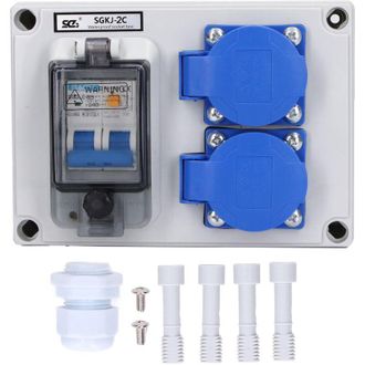 OEM Enchufe Doble De Pared 200-250v - 2 Tomas De 10-16a Con Disyuntor De 40a - Protecci&oacute;n Ip54 Para Uso Exterior - F&aacute;cil Instalaci&oacute;n -crezuo