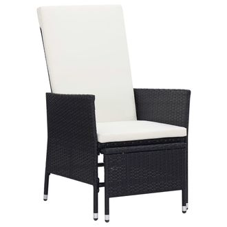 vidaXL Sill&oacute;n Reclinable De Jard&iacute;n Con Cojines Rat&aacute;n Sint&eacute;tico Negro Vidaxl