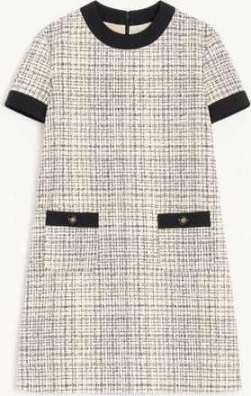 Valentino Short Dress In Square Tweed Woman VANILLA/BLACK 36