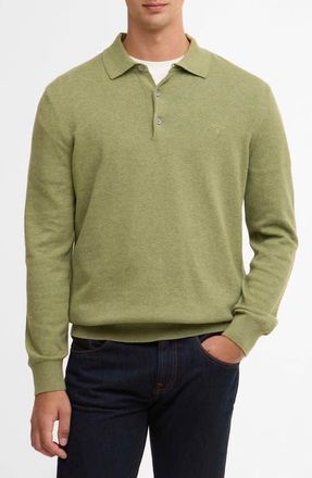 Barbour Long Sleeve Cotton Polo in Laurel Green at Nordstrom, Size Xx-Large