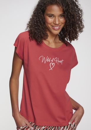 Vivance Pyjamaoberteil VIVANCE DREAMS, Damen, Gr. 48/50, rot, Single Jersey, Obermaterial: 100% Baumwolle, unifarben, Basic, Basic h&uuml;ftlang, Rundhals, angesch