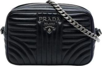 Prada Pre-owned Diagramme Cross Body Bag - Dames - Vintage Schoudertas - Zwart - ONE Size - Leer - Vintage