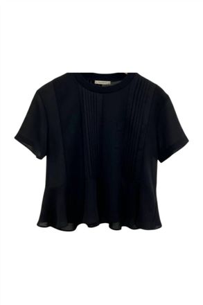 sacai Womens Satin X Cotton Jersey Tee In Black