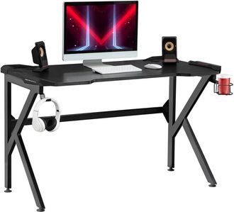 HOMCOM Spacious Gaming Desk Home Racing w/ Steel Frame Cup Headphone Holder Hook