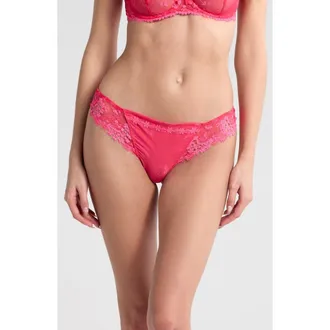 Simone P&eacute;r&egrave;le Wish Embroidered Tanga Thong in Fabulous Pink at Nordstrom, Size X-Small