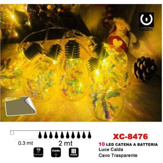 Trade Shop Trade Shop - Catena Luminosa Lampadine Bulbo 10led Batteria Luce Calda Cavo Traparente Xc-8476