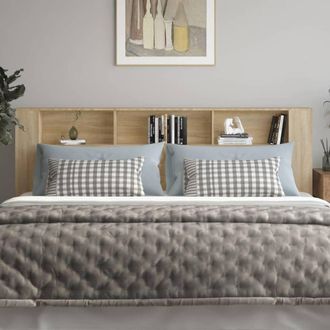 Berkfield Home Headboard Cabinet Sonoma Oak 220x18.5x104.5 cm in Tan