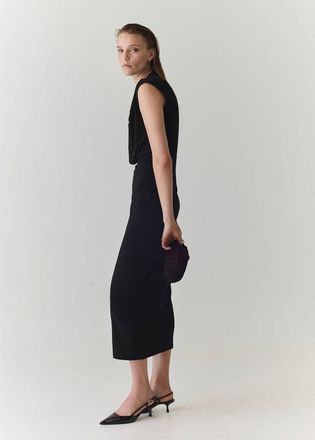 Mango Vestito midi drappeggiato nero - Donna - XS - MANGO