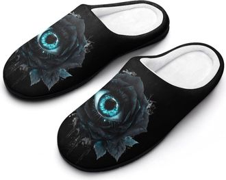 Generic Evil Black Rose Eye Mens Slippers Memory Foam Winter Warm Sandals Slip On House Shoes Size 7-14