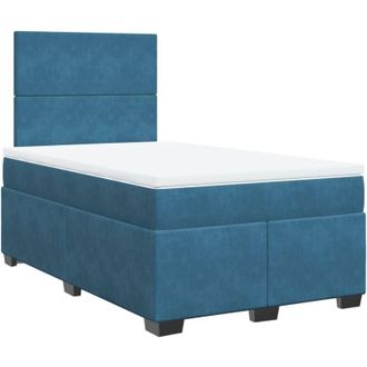 vidaXL Box Spring Bed with Mattress Blue 120x200 cm Velvet vidaXL