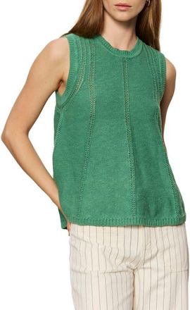 Sanctuary Easy Pointelle Knit Sleeveless Top in Green Juice at Nordstrom, Size Xx-Large P
