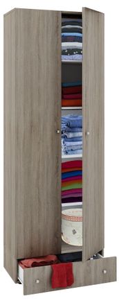 ebuy24 Vcm Armario De Madera 5 Compartimentos Con Caj&oacute;n 2 Puertas Giratorias Dimensiones Aprox. B. 70 X Al. 196 X T. 40 Cm - Vandol S (roble Sonoma)
