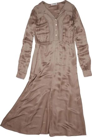 Acne Studios Minkbruine midi-jurk - Dames - Casual kleedjes - Bruin - M - Katoen - Kleedjes