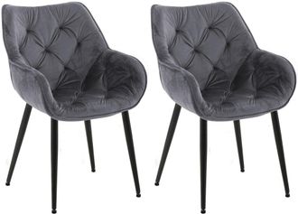 Clp Clp - Set De 2 Sillas De Comedor Tanna En Terciopelo Gris Oscuro