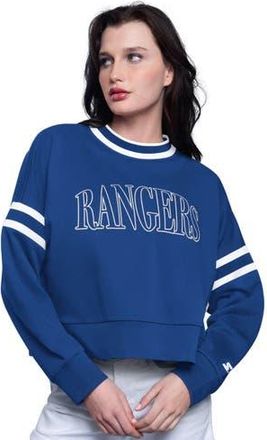 Starter Womens Starter Blue New York Rangers Power Play Cropped Pullover Sweatshirt at Nordstrom, Size Xx-Large