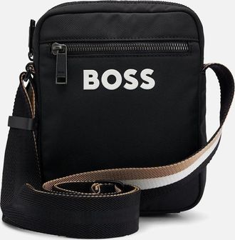HUGO BOSS Mens BOSS Orange Catch 3.0 Mens Crossbody Bag with Signature-Stripe Strap - Black 001 - Size: ONE size