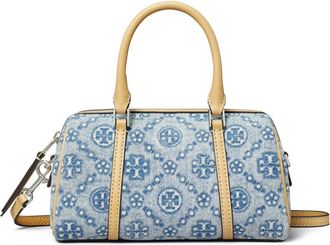 Tory Burch Mini T Monogram Denim Barrel Bag in Powder Blue at Nordstrom