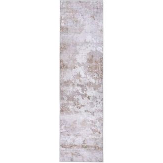 Beliani Runner Rug Beige Fabric 80 x 300 cm Modern Solid Hallway For Underfloor Heating Anti-Slip Bottom Low-Pile ARAPGIR