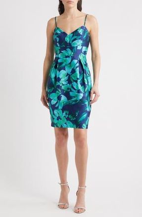 Eliza J Floral Sheath Dress in Navy Multi at Nordstrom Rack, Size 12