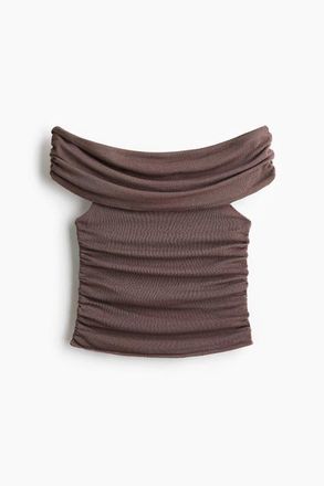 H&M Draped Off-the-shoulder Top in Taupe at Nordstrom, Size Xx-Large