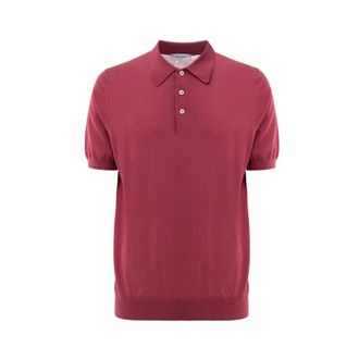 Gran Sasso Tops, Heren, Rood, L, Katoen, Classic Knitting Pattern Polo