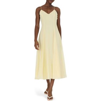 French Connection Raya Chiffon Midi Dress in Cornsilk Yellow at Nordstrom Rack, Size 12