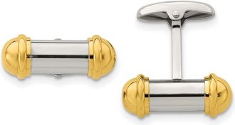 Diamond2Deal Stainless Steel Polished Yellow IP-plated Cufflinks