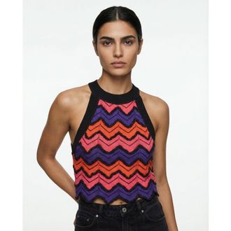 Balmain Womens Multicolor Cropped Knit Top, Size 2