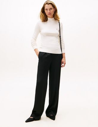 Tommy Hilfiger Womens Oversized Wide-Leg Pull-On Pant - Black - 38