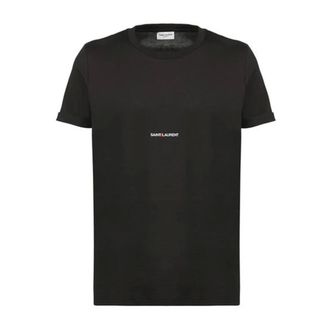 Saint Laurent T-Shirts, male, Black, Size: L Cotton Jersey T-Shirt
