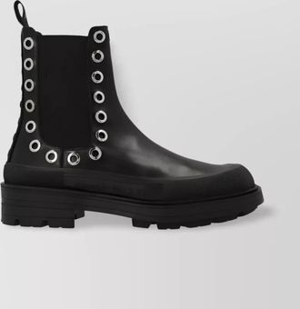 Alexander McQueen leather eyelet-detail chelsea boots