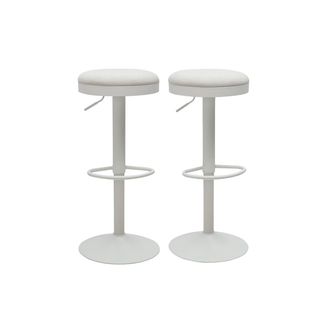 Miliboo Taburetes De Bar Ajustables En Tejido Chenilla Crudo Y Metal (juego De 2) Thor