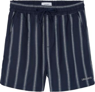 Les Deux Lawson gestreepte shorts met trekkoord - Blauw