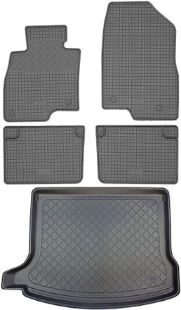OEM Mazda 3 Iii Bm Hatchback (5 Puertas) De 09.2013 A 02.2019 Set - Alfombrillas De Goma Para Coche + Alfombrilla Para Maletero