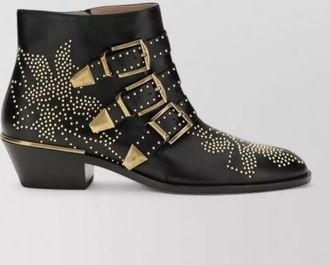 Chlo&eacute; calf leather lace-up boots