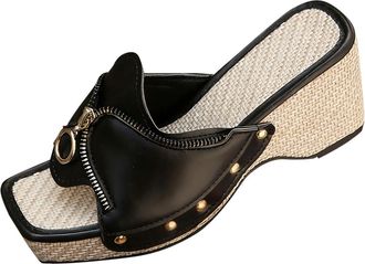 Generic Womens Wedge Sandals Casual Open Toe Summer Sandals Large Size Fashionable Versatile Breathable Comfortable Slip On Heeled Sandal Summer Beach