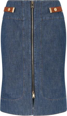 Fendi Rokken, Dames, Blauw, S, Katoen, Jeansrok met ritsdetail