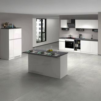 Dmora Dmora - Cocina Completa Bastien, Conjunto De Cocina Modular, Cocina Modular Con M&uacute;ltiples Elementos, 100% Made In Italy, Blanco Brillo Y Pizarra