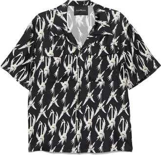 John Richmond guitar-print short-sleeves shirt - Black