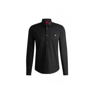 HUGO BOSS Overhemden, Heren, Zwart, S, Katoen, Slim-fit Shirt