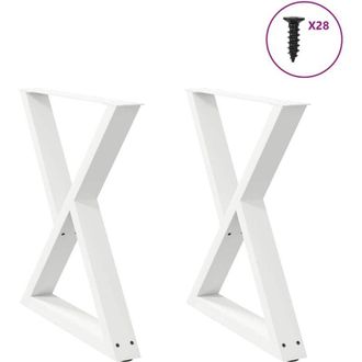 vidaXL Patas Para Mesa De Comedor (2 Unidades), Color Blanco, 70 X (72-73,3) Cm, Acero Vidaxl
