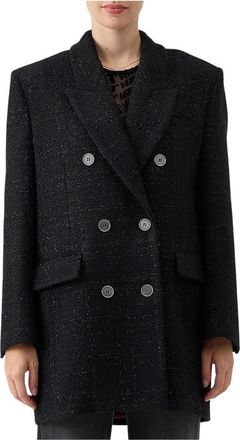 Versace Jeans Couture Doppiopetto Lurex-38 - Dames - Blazers - Zwart - 2XS - Wol - Jassen