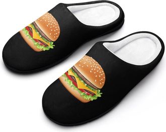 Generic Hamburger Funny Mens Slippers Cotton Warm House Shoes Memory Foam Sandals Print Size 7-14