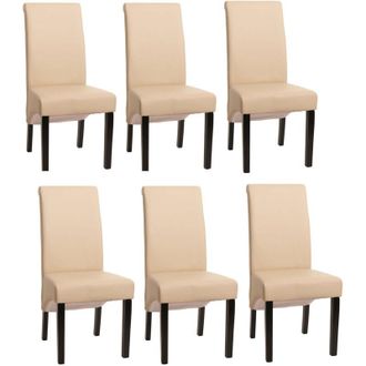 Hhg [nunca Usado] Lote De 6 Sillas De Comedor Silla De Cocina Silla M37, Piel, Crema, Patas Oscuras