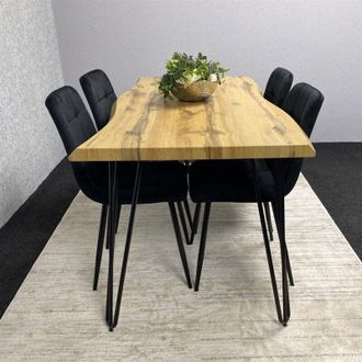 Kosy Koala Wooden Dining Table and 4 Black Velvet Chairs - Stylish Dining Room Furniture