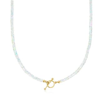 Ross-Simons 3.5-4mm Opal Bead Charm-Compatible Toggle Necklace in 18kt Gold Over Sterling