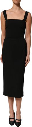 Dolce & Gabbana Womens Black Viscose Stretch Sheath Midi Dress Acetate Spandex